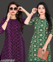 Polyster/Crepe fabric-Stylish Printed 2 Kurti On Lowest Price & Best Quality