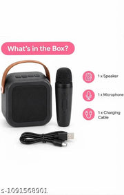 Newly Launched Fusion Tunes 5W Mini Bluetooth Speaker, Wireless Karaoke Mic, 4Hrs Playtime, Dim Night RGB Lights, 5 Voice Effects, Multi-Play Modes BT5.1/TF Card & Type-C Charging