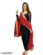 A.B. Creation Black Kurti With Pant With Jaipuri Bandhej Dupatta(3 pcs set)