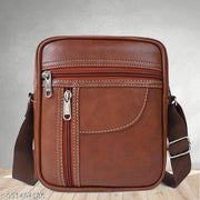 MORABIA Men Black Leather Sling Bag Crossbody Messenger Bag