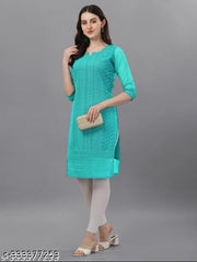 Apaari Fab Women's Embroidered Georgette Straight Kurti