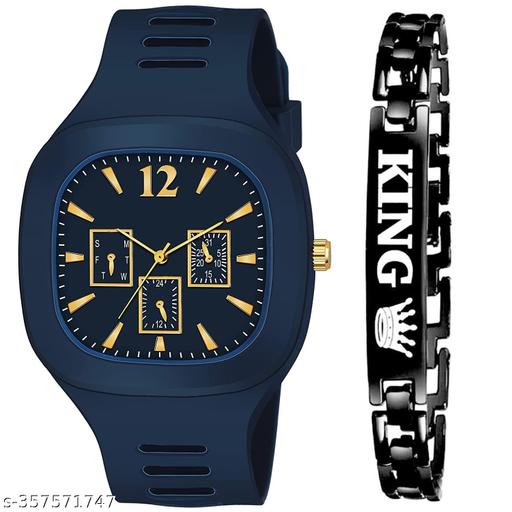 Square Watch with King Bracelet for Boys & Men Watch