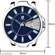 Listen Day & Date Function Watch With Blue & Silver Dial, Brown Leather Strap Analog Watch - For Men