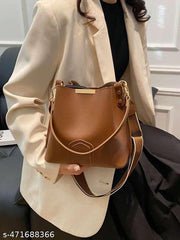 The Perfect Companion: A PU Leather Women's Handbag with Two Handles and One Spacious Compartment for Office, Travel, Party, and Casual Use