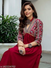 Women & Girls Rayon Soft Fabric Gotta Work Designed Ankle-Length Kurti Gown Latest Popular Elegant Fashionable Kurta