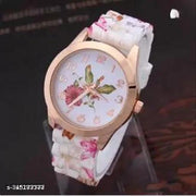 New Fancy Flower Dial Attractive Rubber Analog Watch for Women