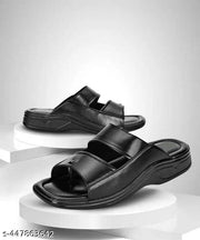 Kestro Men’s Black Comfort Sandals | Double Strap Casual Slippers | Soft Cushioned Daily Wear Footwear