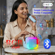 5W Mini Bluetooth Speaker, Wireless Karaoke Mic, 4Hrs Playtime, Dim Night RGB Lights, 5 Voice Effects, Multi-Play Modes BT4.1/TF Card & Type-C Charging