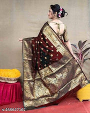 Premium Women's Jacquard Banarasi Silk Saree with Zari Woven Design, Ideal for Weddings & Festivals, Includes Unstitched Blouse Piece for Elegant Ethnic Wear