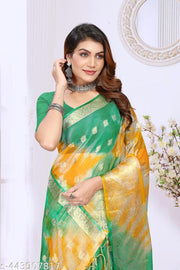 NEW FANCY ORGANZA SAREE  MULTY COLOUR SAREE