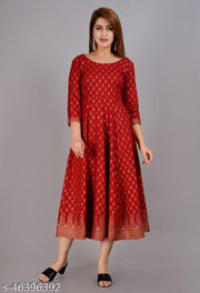 Stylish Rayon Gold Printed Kurti