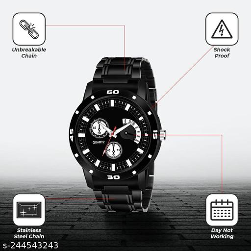 Chrono Display||Analog watch||Black Dial||Black Dial Analog Watch - For Men