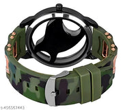 Analog Dial Green Band Green Watch For Men And Boys