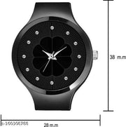 Attractive Colorful Diamond Studded Flower Designer Round Dial Metal Belt Analog Watch for Women Watch for Girls
