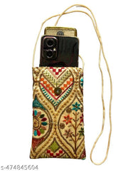 Ethnic Embroidered mobile pouch with waist clip for women/girls  - Multicolour