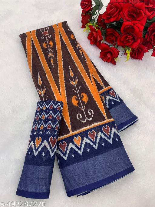 COTTON LILAN DIGITAL PRINT SAREE