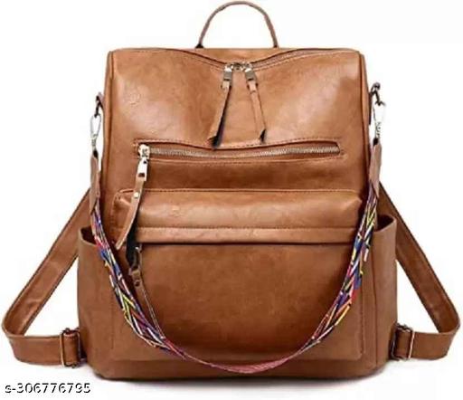 Laptop Backpack Women Backpack Purse Fashion Travel Bag Handbag Ladies Satchel PU Shoulder Bags  (Tan)