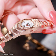 Fashion Rose Golden Chain and Silver Pearl Dial DB Small Analog Women's & Girl's Watch