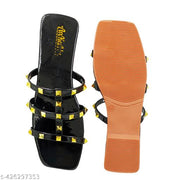 AnKaHu women flats for women Black stylish partywear new model latest fashion Square Sole ladies footwear