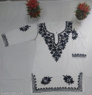 Elegant White Kurta with Black Embroidery | Embroidered kurta | Floral kurta | White cotton kurta |
