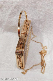 Women's Compact Golden Fancy Bridal Clutch|  Sling Bag With Chain Handle ,(Multy Design)