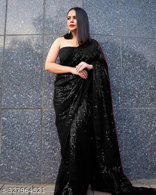 New Stylish Bollywood Georgette Sequince Saree For Women