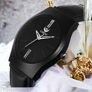 Lorenz Full Black Leather Strap Watch for Men & Boys- MK-2036W