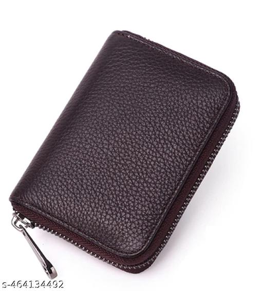 High Quality Zipper, 9 Slots Leather Credit Card Holder | ATM Card Holder For Mens and Womens (PACK OF 1)(Dark Brown)