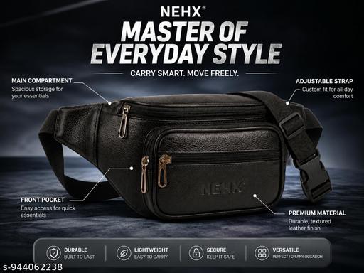 Waist Pack for Travel, Hiking & Sports – Unisex Zip Pouch Belt Bag for Phone, Monney & Documents (Black)