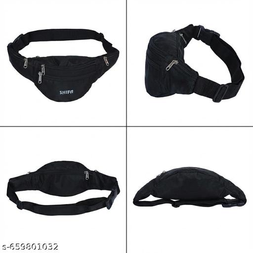 SHIFA Black Waist Bag with Multiple Zipper Pockets Adjustable Belt Lightweight Travel Utility Fanny Pack for Men and Women Daily Use Outdoor Walking Cycling Travel