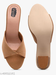 Taydol Women Fancy slip-on Block medium Heel beige velvet woven design pvc sole open toe Sandal (33)