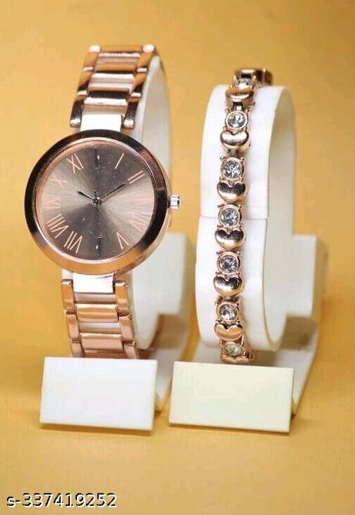 Premium Quality Round Dial Fancy Metal Belt Analog Watch with Heart Designer Diamond Bracelet for Women