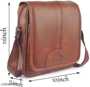 Vegan Leather Sling Bag Cross Body Travel Office Messenger One Side Shoulder Bag for Men, Women & Boys