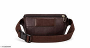 Premium Leather waist Bag for Men | Stylish Weekender Bag | Large Capacity Handbag with Multiple Compartments (Brown)