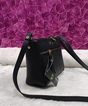 Trendy comfy women Black PU sling bags/Full hand work bag/sling bag for women/party wear bag for women/long bag for women/wedding bag for women/Small sling bags/Elegant Stylish sling bags for women
