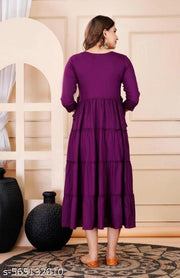 RADHA RANI COLLECTION 1 Women Embellished Rayon Flared Kurta (Purple, Gold)