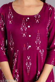 Women's Printed Rayon Anarkali Kurta for Girls Casual Wear Long Gown Kurti