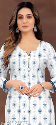 White Cotton Straight Kurta Kurti - Comfortable Ethnic Wear for Women, Knee Length short kurti kurta for girl