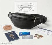 Stylish Black PU Leather Fanny Pack for Women & Men | Waist Bag, Crossbody Travel Chest Bag & Bum Bag for Casual Daily Use | kamar pouch bag