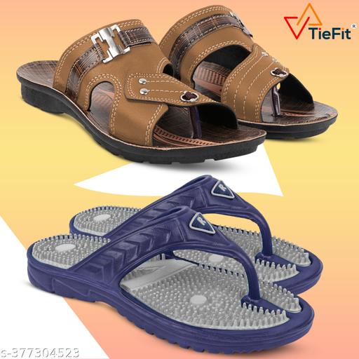 TieFit Men's Stylish Slipper Combo Pack of 2 Slipper, Casual Flip Flop, Slip On for Men's,Thong Flip-Flops