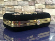 Candour Stylish & Trendy Embroidery Black Velvet Clutch
