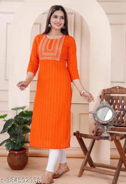 Aisha embroidery orange printed kurti