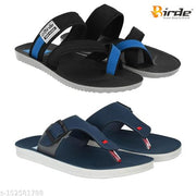 Birde BRD-799-BRD-729 Navy Rexine Flip Flops For Men Combo Pack of 2