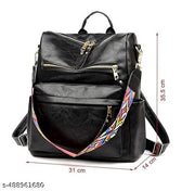 Muchova Backpack For Women Lightweight Black Colour Big Compartment Shoulder Bag Daily Travel Use Bag For Girls Ladies