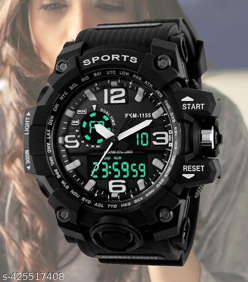 Men's Black Analog Digital Multifunction Sports Watch