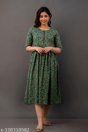 Women Rayon Printed Long Flared Anarkali Kurtis