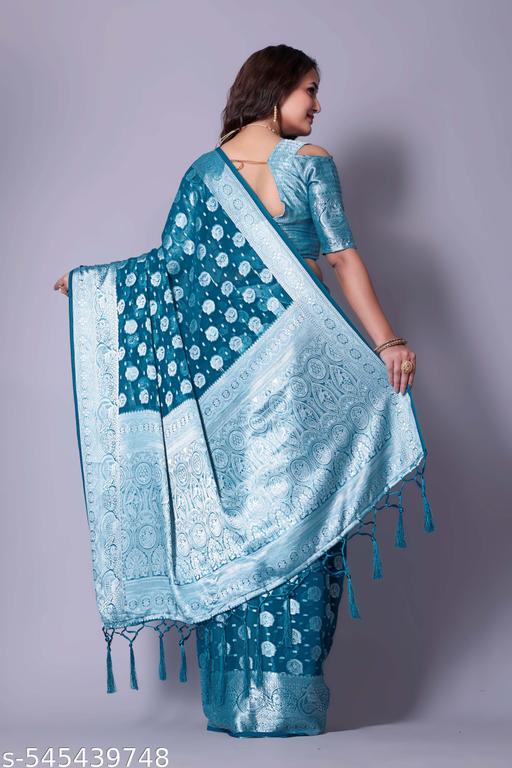 Royal Premium Georgette Blend Saree with Heavy Work | Grand Wedding, Festive & Partywear Ethnic Wear for Women
