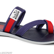 WALKAROO Men Daily Wear Comfort Slip-On Sandals with Cushion Sole |gents slippers| daily wear slippers for men| slippers For men|outdoor chappals| lightweight chappals| flat slippers for men| slip on chappals| Walkaroo men footwear-GG8210 Blue Red