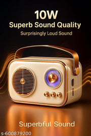 RG TGX Vintage Wireless Bluetooth Speaker – Portable Hi-Fi Stereo Speaker with High Bass, USB & TF Card Support, Rechargeable Battery (Beige)