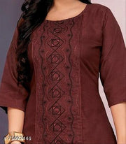 Women Embroidered Cotton Kurti Plus Size M to 6XL | Straight Casual Summer Kurti for Daily Wear